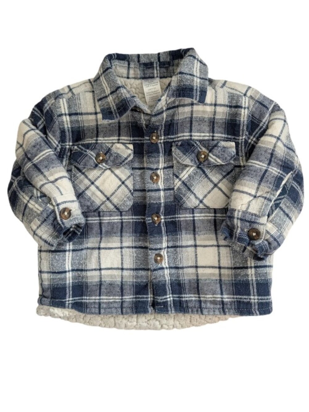🩵 4/$20 George Plaid‎ Sherpa-Lined Jacket 6-12m